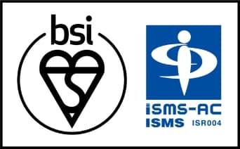 BSI and ISMS-AC ISO/IEC 27001 certification logos displayed side by side